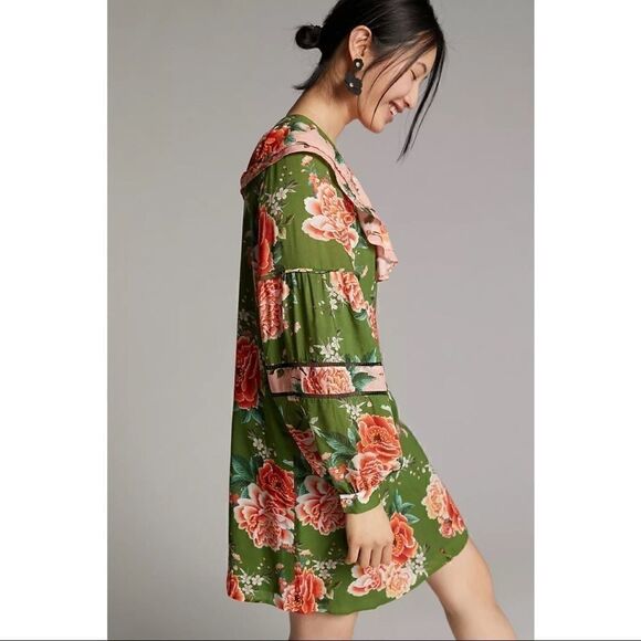 NEW Anthropologie Farm Rio Elinor Ruffle Floral Tunic Dress Small Medium Plus 2X - Picture 3 of 7